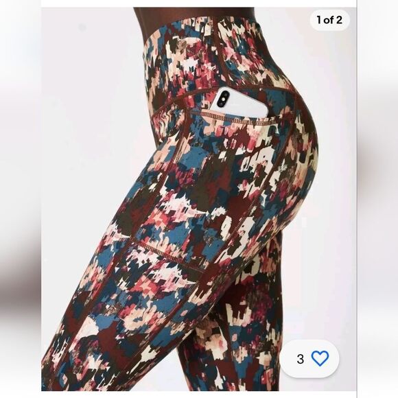 NWOT Sweaty Betty XS Super Sculpt Yoga 7/8 Leggings Blue Abstract - Picture 2 of 6